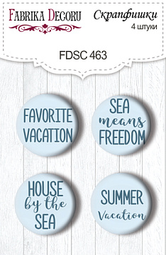 Set of 4pcs flair buttons for scrabooking Memories of the sea EN #463