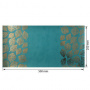 Piece of PU leather for bookbinding with gold pattern Golden Leaves Turquoise, 50cm x 25cm - 0