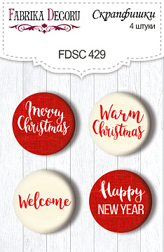 Set of 4pcs flair buttons for scrabooking Our warm Christmas #429