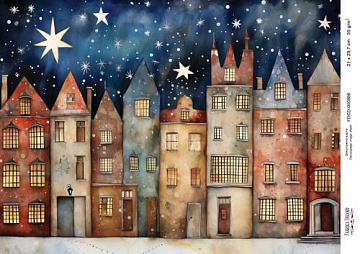 Decoupage card «Christmas houses-016» #000866, 21cm x 29,7cm