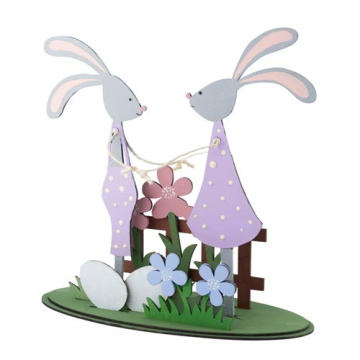 DIY wooden coloring set, desk composition "Bunnies in love near the fence", #019 - 2 DIY wooden coloring set, desk composition "Bunnies in love near the fence", #019 - 2