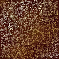 Sheet of single-sided paper embossed by golden foil "Golden Rose leaves, color Brown aquarelle"