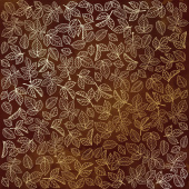 лист односторонней бумаги с фольгированием, дизайн golden rose leaves brown aquarelle, 30,5см х 30,5см