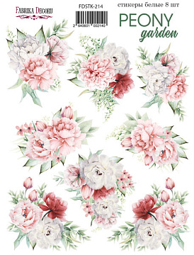 Set of stickers 8pcs Peony garden #214