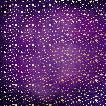 Sheet of single-sided paper with gold foil embossing, pattern Golden stars, color Violet aquarelle, 12"x12"