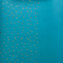 Skóra PU do oprawiania ze złotym tłoczeniem, wzór Golden Drops Jasny niebieski, 50cm x 25cm 