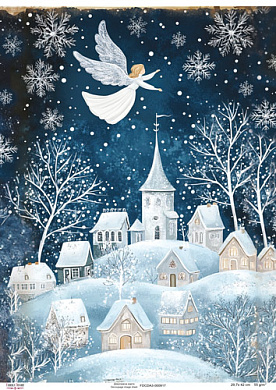 Decoupage Card Cozy houses-2, #0917, 29.7x42cm