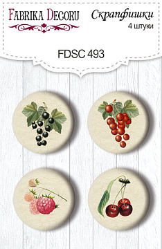 Set of 4pcs flair buttons for scrabooking Summer botanical diary #493