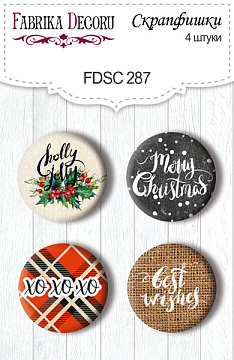 Set of 4pcs flair buttons for scrabooking "The spirit of Christmas" EN #287