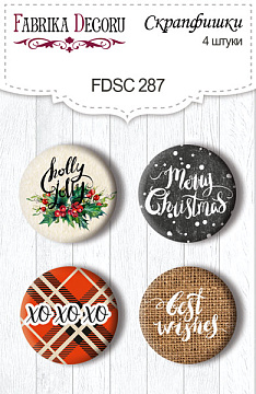 Set mit 4 Flair-Buttons zum Scrapbooking „The Spirit of Christmas“ EN #287