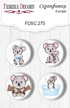 Set mit 4 Flair-Knöpfen zum Scrapbooking "Puffy Fluffy Boy 1" #275