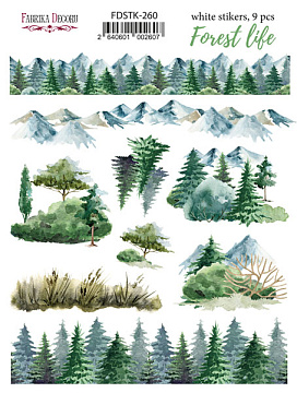 Set of stickers 9pcs Forest life #260