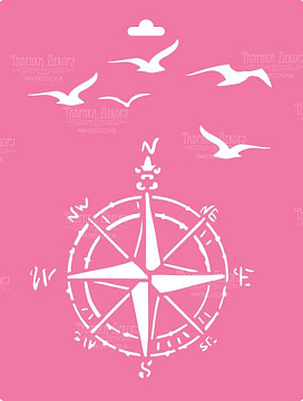 Stencil for decoration XL size (30*21cm), Rose of Wind #082