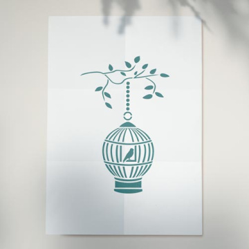 Stencil mini for crafts 15x10cm "Bird in a cage 1" #151_1 - 2 Stencil mini for crafts 15x10cm "Bird in a cage 1" #151_1 - 2