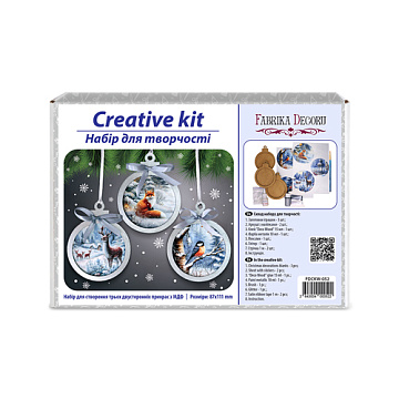 DIY wooden set “Winter Forest” for making 3 Christmas tree decorations, #052