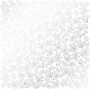 Sheet of single-sided paper embossed with silver foil, pattern Silver Rose leaves, color White 12"x12" 