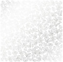 Sheet of single-sided paper embossed with silver foil, pattern Silver Rose leaves, color White 12"x12" 