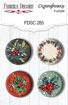 Set of 4pcs flair buttons for scrabooking "The spirit of Christmas 1" #285