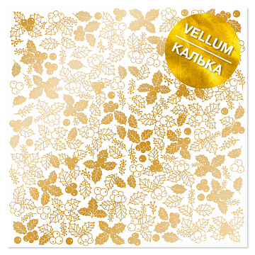 Pergamentblatt mit Goldfolie, Muster Golden Winterberries 29.7cm x 30.5cm