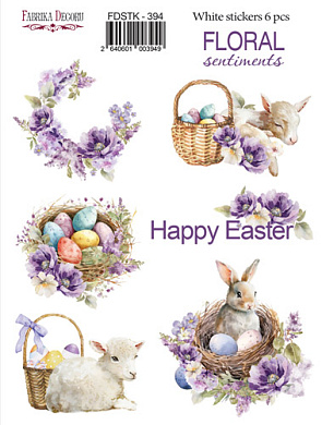 набор наклеек (стикеров) 6 шт, floral sentiments, #394