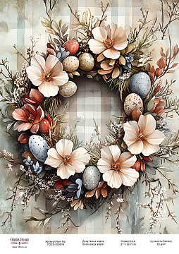 Decoupage card «Easter wreath-02» #000914, 21cm x 29,7cm