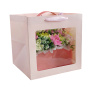 "Peach Elegy"  Flowers in a box purse, 200 x 200 x 100 mm - 5