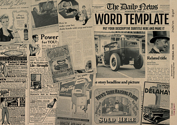 Kraft decoupage paper, 29,7x21cm, “Vintage Newspaper”, #0078