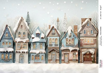 Decoupage card «Christmas houses-018» #000868, 21cm x 29,7cm