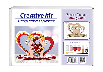 DIY wooden coloring set, desk composition "Cupids with hearts", #042