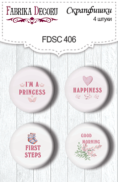 4er Set Flair Buttons zum Scrapbooking My little mousy girl EN #406