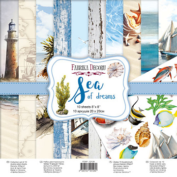 Double-sided scrapbooking paper set Sea of dreams 8"x8" 10 sheets