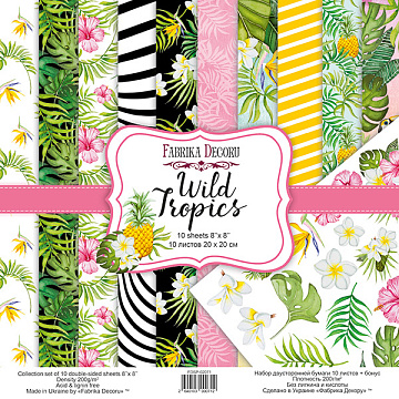 Double-sided scrapbooking paper set Wild Tropics 8"x8", 10 sheets