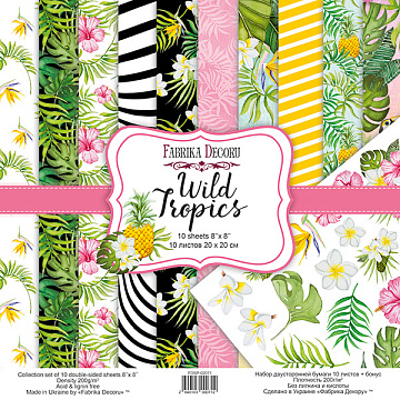 Doppelseitiges Scrapbooking-Papierset Wild Tropics, 20 cm x 20 cm, 10 Blätter