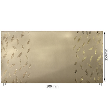 Piece of PU leather for bookbinding with gold pattern Golden Feather Beige, 50cm x 25cm - 2