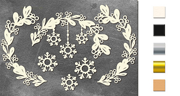 Chipboard embellishments set, Twigs with snowflakes  #631