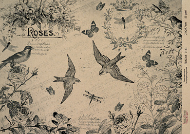 декупажная карта на крафт бумаге 21x29,7см, "pages from the past", #00123 фабрика декору
