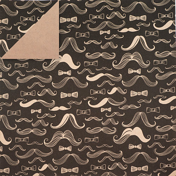 Double-sided kraft paper sheet 12"x12" Mustache mix