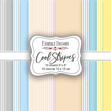 Double-sided scrapbooking paper set “Cool Stripes” 6”x6” , 10 sheets