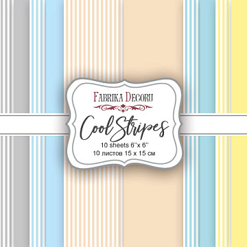 Doppelseitiges Scrapbooking-Papierset „Cool Stripes“, 15 cm x 15 cm , 10 Blätter