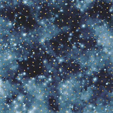 Sheet of single-sided paper with gold foil embossing, pattern Golden Drops Mystical cosmos, 12"x12" 