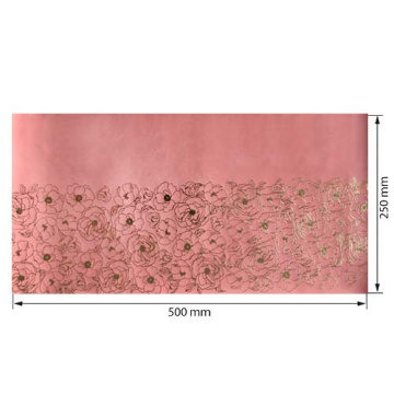 Piece of PU leather for bookbinding with gold pattern Golden Pion Rose vintage, 50cm x 25cm - 2