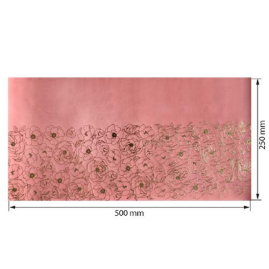 отрез кожзама с тиснением золотой фольгой, дизайн golden pion rose vintage, 50см х 25см - 2