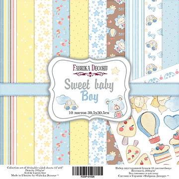 Doppelseitig Scrapbooking Papiere Satz Sweet Baby Boy, 30.5 cm x 30.5cm, 10 Blätter