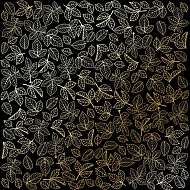 Sheet of single-sided paper embossed by golden foil "Golden Rose leaves, color Black"
