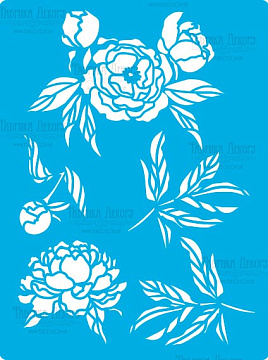 Stencil reusable, 15x20cm Peony garden, #417