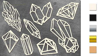 Chipboard embellishments set, Crystals #592