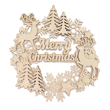 Christmas wreath MDF-made, "Merry Christmas", 325x300mm, Piece for decorating #212