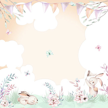 Sheet of double-sided paper for scrapbooking Sweet bunny  #44-02 12"x12"