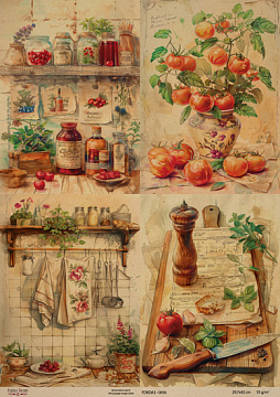 Kraftowy papier do decoupage, 29,7x42 cm, „Botany Vintage”, #0056