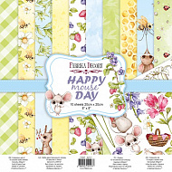 Double-sided scrapbooking paper set Happy mouse day 8"x8" 10 sheets